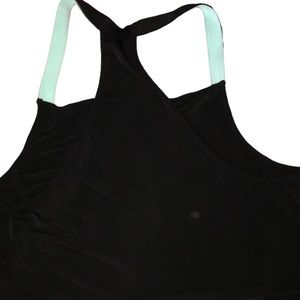Victoria Secret size large black racerback tank aqua blue trim